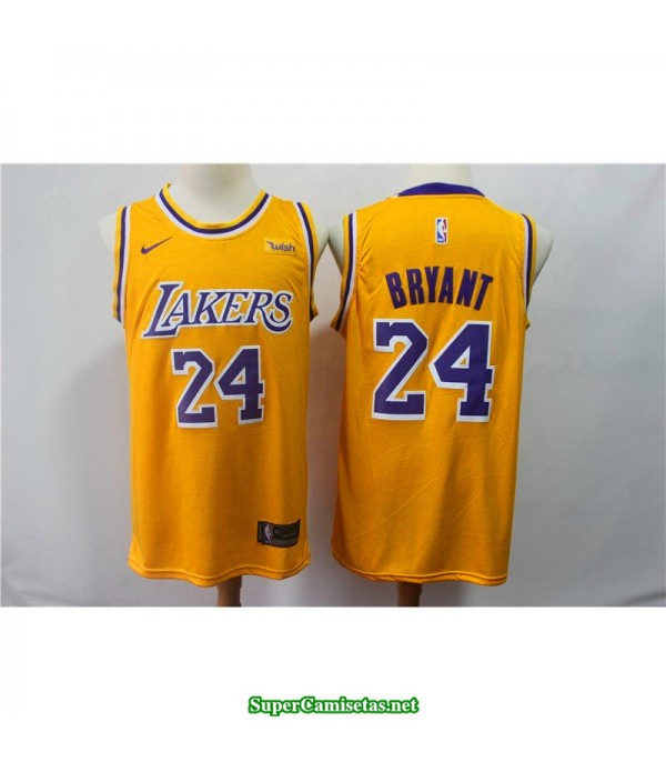 Camiseta Kobe Bryant Amarilla Angeles Lakers Cuello Redondo