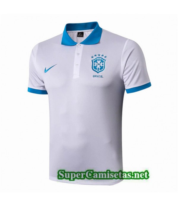 Tailandia Camiseta Brasil Polo Equipacion Blanco/n...