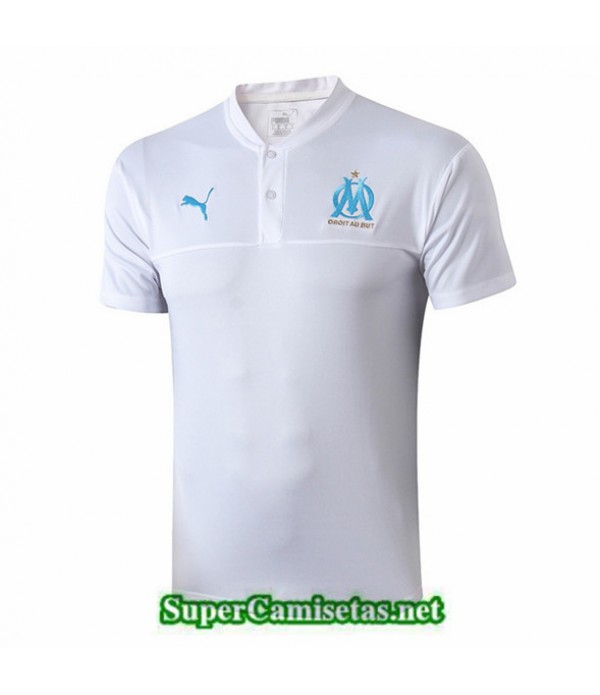 Tailandia Camiseta Entrenamiento Marsella Blanco/azul Oscuro 2019/20 Cuello V