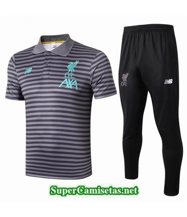 Tailandia Camiseta Polo Entrenamiento Liverpool Gris Banda Negro 2019/20