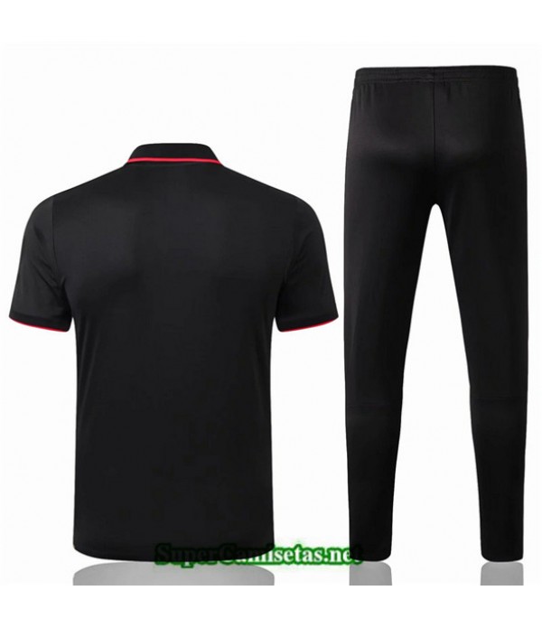Tailandia Camiseta Kit De Entrenamiento Atletico Madrid Polo V207 Negro/banda Rojo 2019/20