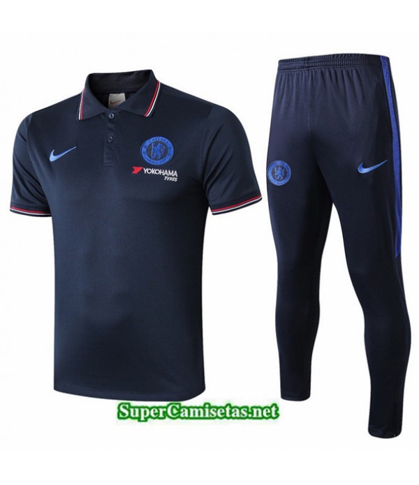 Tailandia Camiseta Kit De Entrenamiento Chelsea Polo V241 Azul Oscuro 2019/20