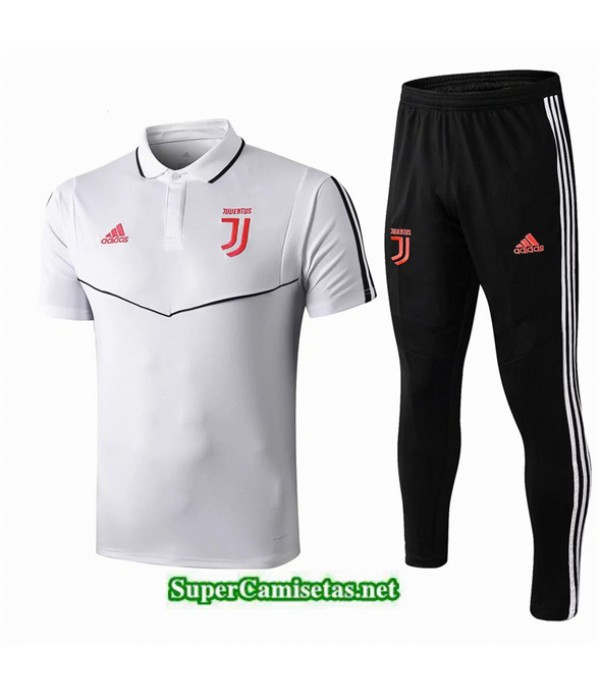 Tailandia Camiseta Kit De Entrenamiento Juventus Polo V259 Blanco/banda Negro 2019/20