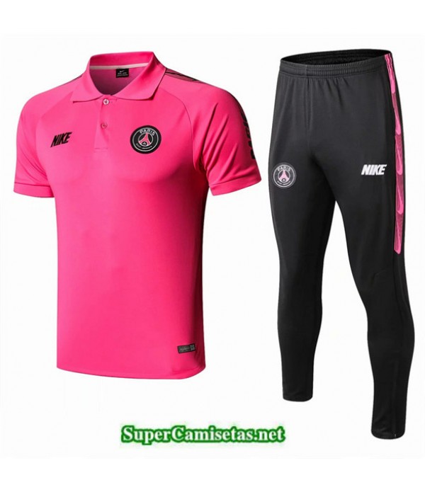 Tailandia Camiseta Kit De Entrenamiento Psg Polo V223 Rosa Rojo/negro 2019/20