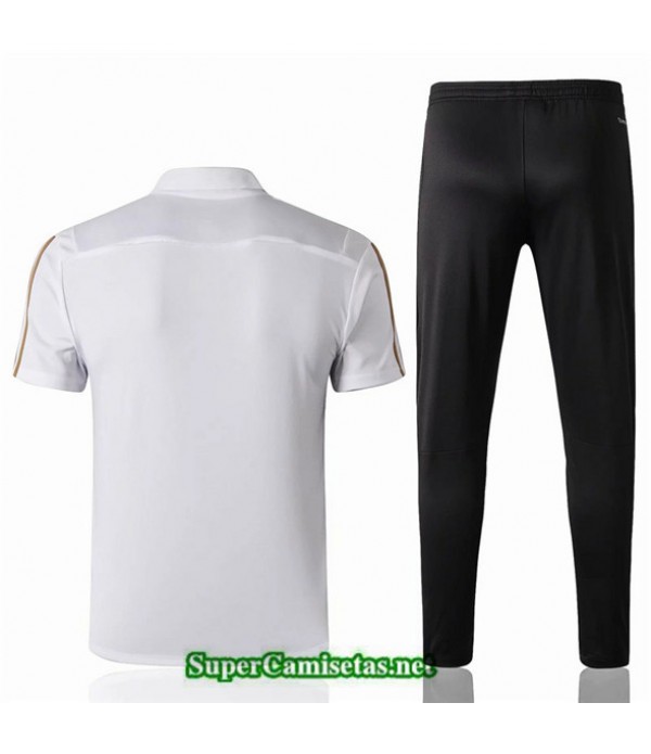 Tailandia Camiseta Kit De Entrenamiento Real Madrid Polo V214 Blanco/negro 2019/20