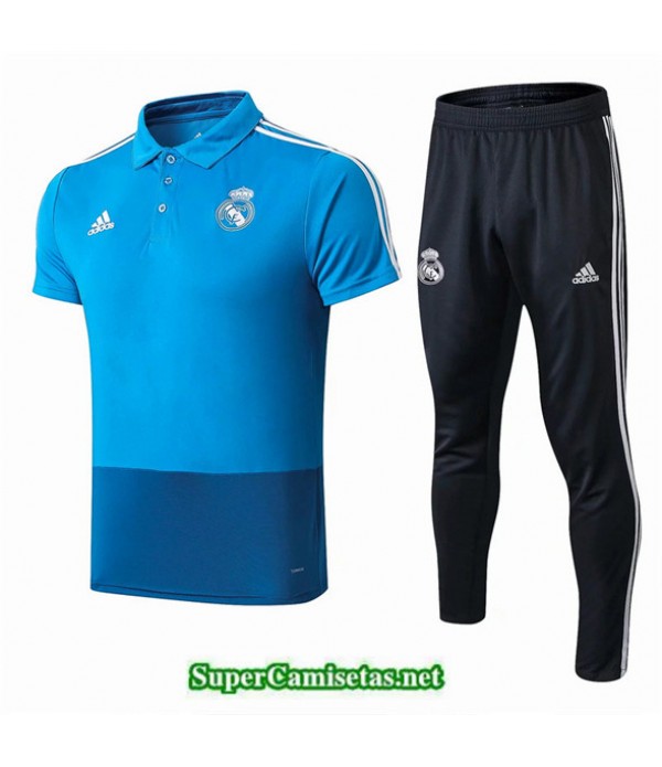 Tailandia Camiseta Kit De Entrenamiento Real Madrid Polo V218 Azul/negro 2019/20