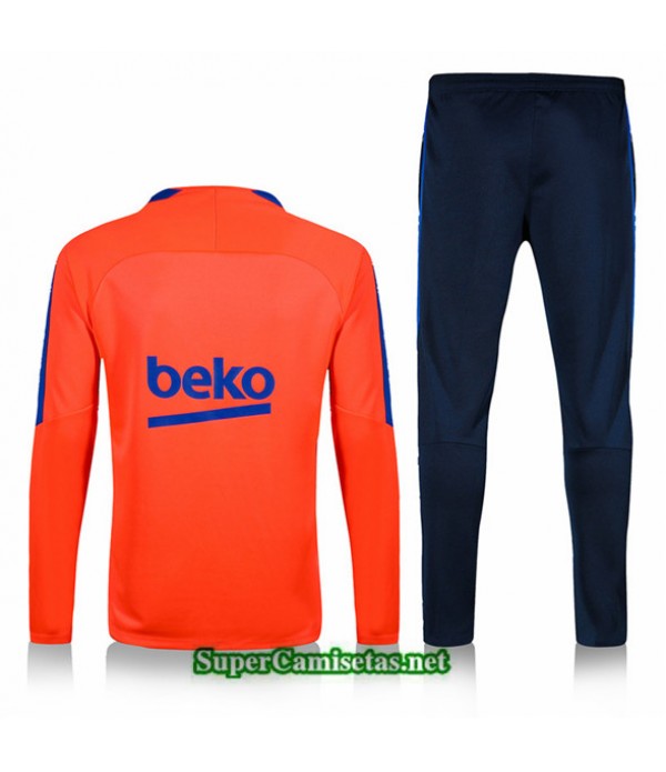 Tailandia Chandal Barcelona V036 Naranja/azul Oscuro Cremallera Mitad 2019/20