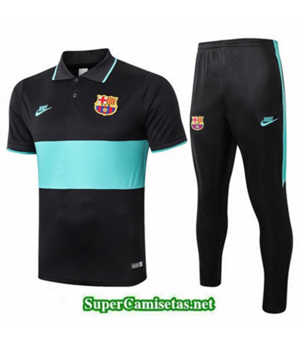Tailandia Camiseta Kit De Entrenamiento Barcelona Polo Negro/azul 2019/20