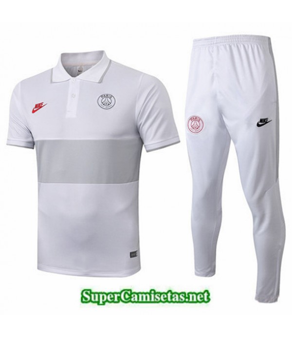 Tailandia Camiseta Kit De Entrenamiento Psg Polo Blanco/gris 2019/20