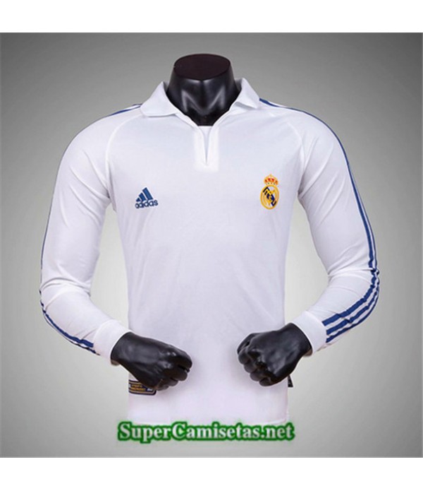 Tailandia Primera Camisetas Clasicas Real Madrid Hombre Manga Larga 2001 02