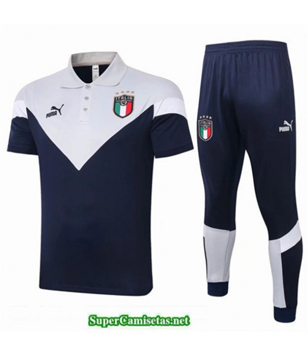 Tailandia Camiseta Kit De Entrenamiento Italia Polo Azul Marino/blanco 2020/21