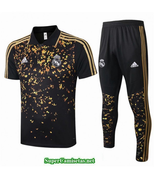 Tailandia Camiseta Kit De Entrenamiento Real Madrid Polo Negro/amarillo 2020/21