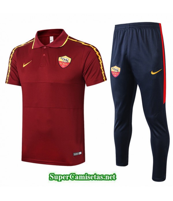 Tailandia Camiseta Kit De Entrenamiento As Roma Polo Rojo Oscuro 2020/21