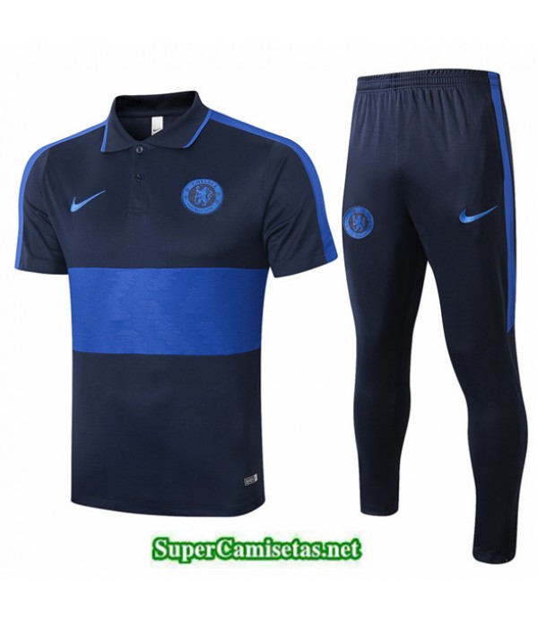 Tailandia Camiseta Kit De Entrenamiento Chelsea Polo Azul Oscuro/azul 2020/21