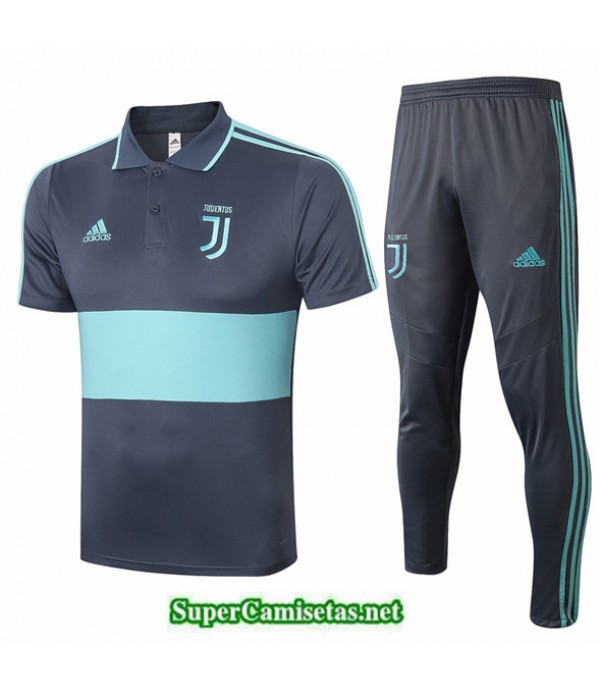 Tailandia Camiseta Kit De Entrenamiento Juventus Polo Gris/azul 2020/21