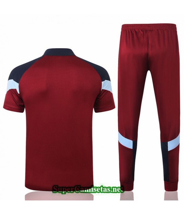 Tailandia Camiseta Kit De Entrenamiento Manchester City Polo Rojo Oscuro/azul Oscuro 2020/21