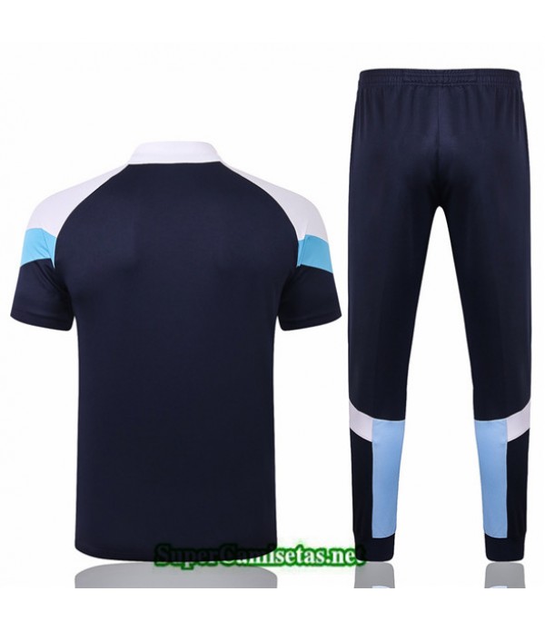 Tailandia Camiseta Kit De Entrenamiento Marsella Polo Azul Oscuro Blanco 2020/21