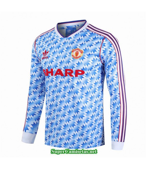 Tailandia Segunda Camisetas Clasicas Manchester United Hombre Manga Larga 1990 92