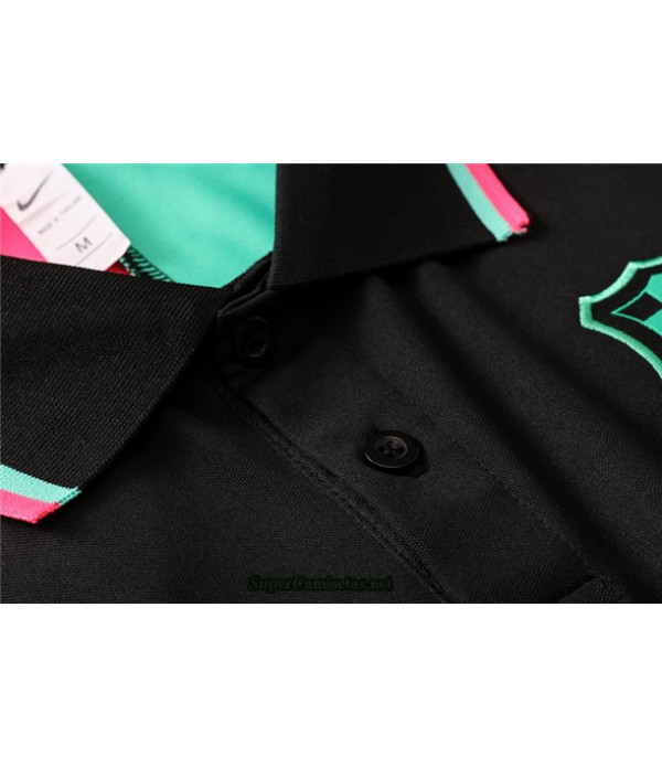 Tailandia Camiseta Kit De Entrenamiento Barcelona Polo Negro Bicolore 2020/21