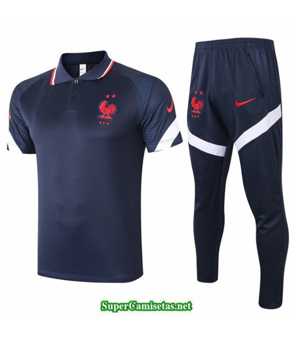 Tailandia Camiseta Kit De Entrenamiento Francia Polo Azul Marino 2020/21