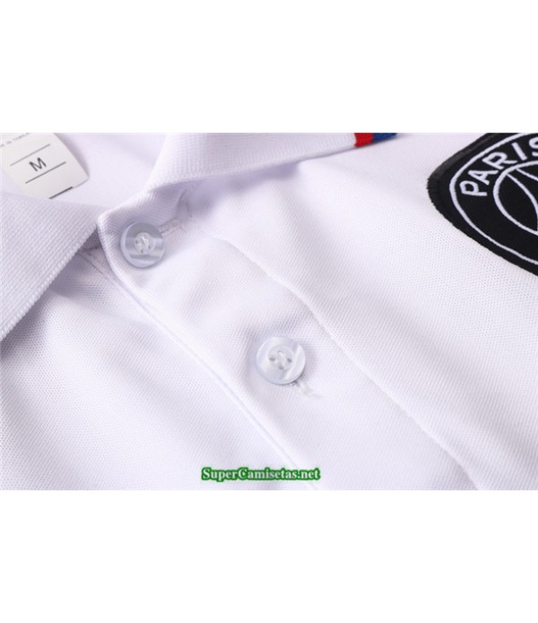 Tailandia Camiseta Kit De Entrenamiento Psg Jordan Polo Blanco Manche Rojo/azul 2020/21