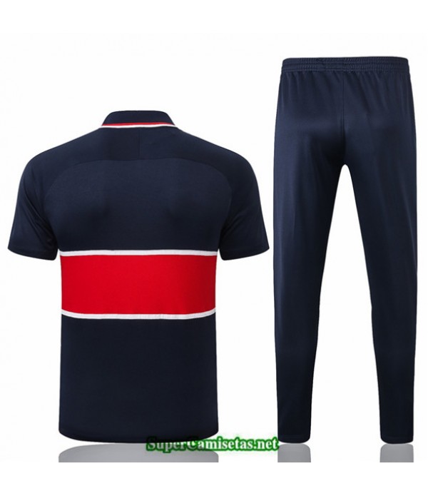 Tailandia Camiseta Kit De Entrenamiento Psg Polo Azul Oscuro/rojo 2020/21