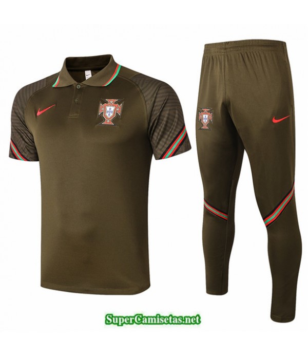 Tailandia Camiseta Kit De Entrenamiento Portugal Polo Negro 2020/21