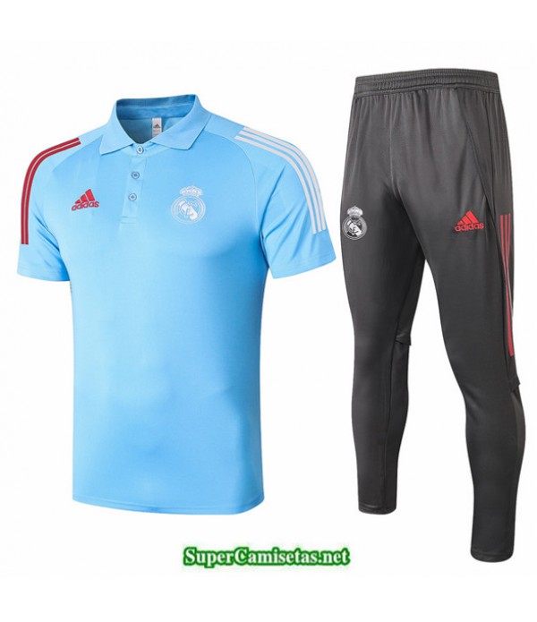 Tailandia Camiseta Kit De Entrenamiento Real Madrid Polo Azul 2020/21