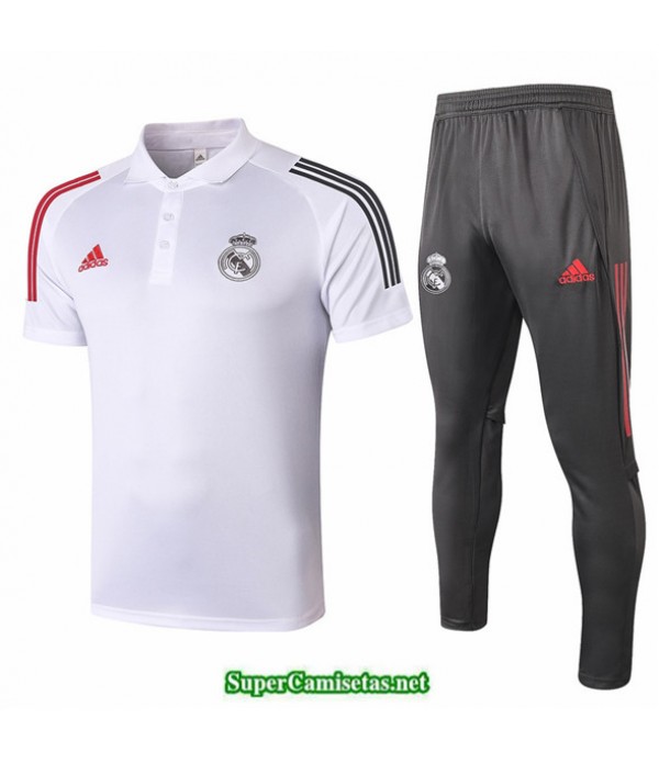 Tailandia Camiseta Kit De Entrenamiento Real Madrid Polo Blanco 2020/21