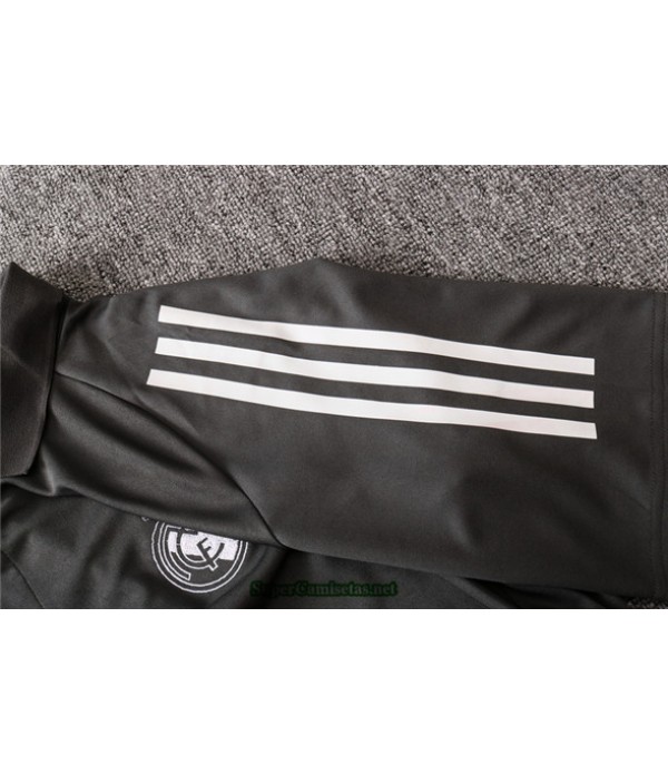 Tailandia Camiseta Kit De Entrenamiento Real Madrid Polo Gris Oscuro 2020/21