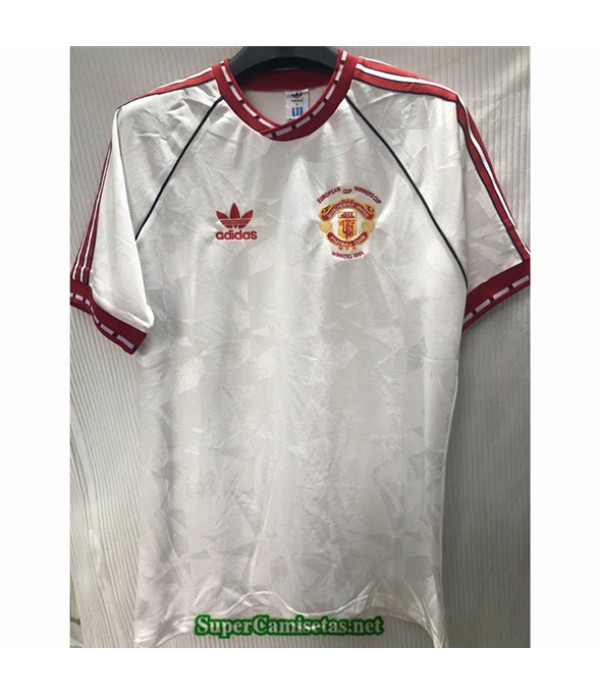 Tailandia Segunda Equipacion Camiseta Camisetas Clasicas Manchester United Hombre Blanco 1991