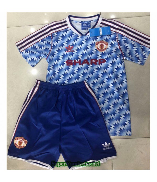 Tailandia Segunda Equipacion Camiseta Camisetas Clasicas Manchester United Niños 1990 92