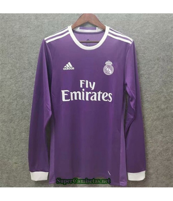 Tailandia Segunda Equipacion Camiseta Camisetas Clasicas Real Madrid Hombre Manga Larga 2016 17