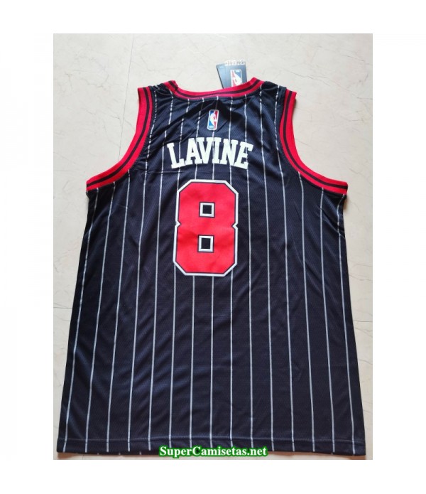 Camiseta 2020 Lavine 8 negra rayas Chicago Bulls
