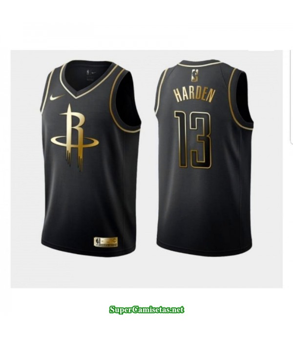 Camiseta 2019 Harden 13 negra gold Houston Rockets