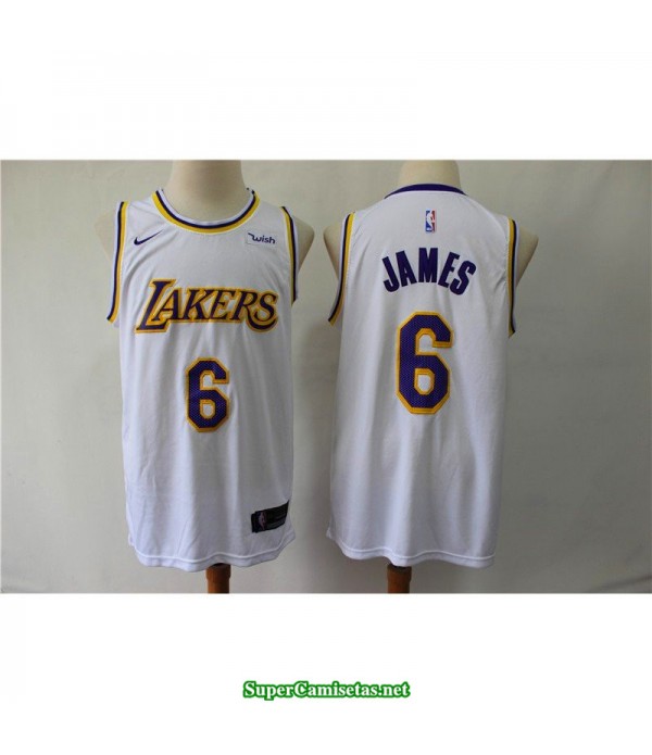 Camiseta 2019 Lebron James 6 blanca Angeles Lakers