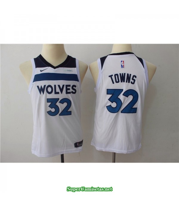 Camiseta NIÑOS Towns 32 Minnesota Wolves 2018 blanca