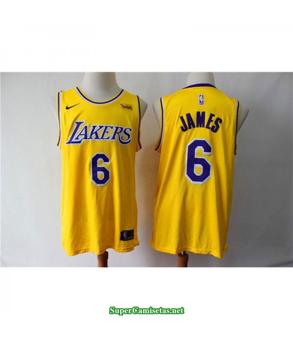 Camiseta 2019 Lebron James 6 amarilla Angeles Lakers
