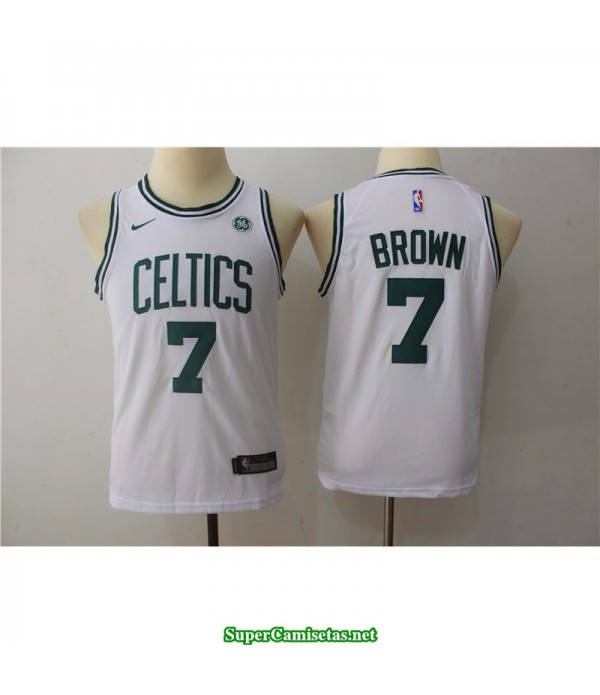 Camiseta NIÑOS Brown 7 blanco Boston Celtics 2018