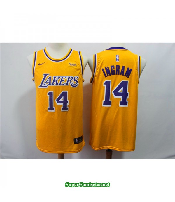 Camiseta Ingram 14 amarilla Angeles Lakers cuello redondo