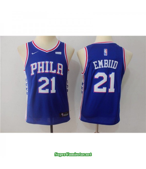 Camiseta NIÑOS Embiid 21 sixers azul