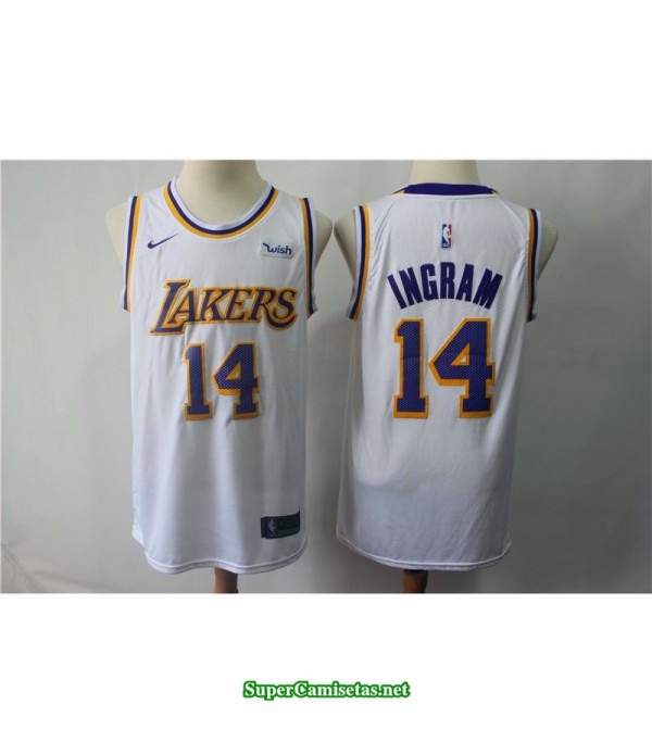 Camiseta Ingram 14 blanca Angeles Lakers cuello redondo