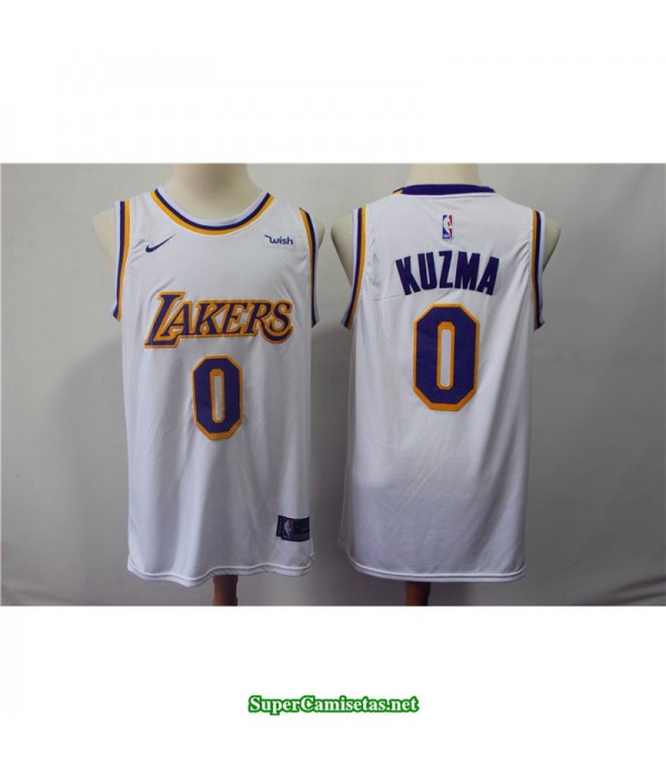 Camiseta 2018 Kuzma 0 blanca Angeles Lakers cuello redondo