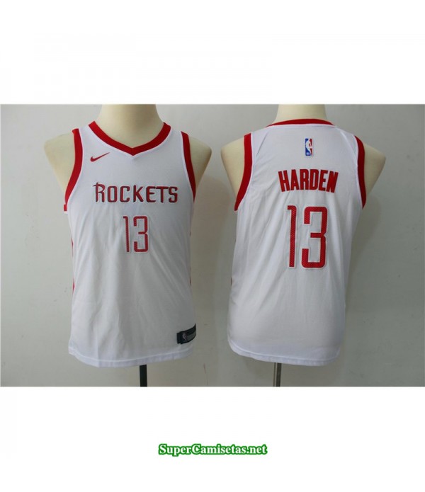 Camiseta NIÑOS Harden 13 Houston Rocket blanca 2018