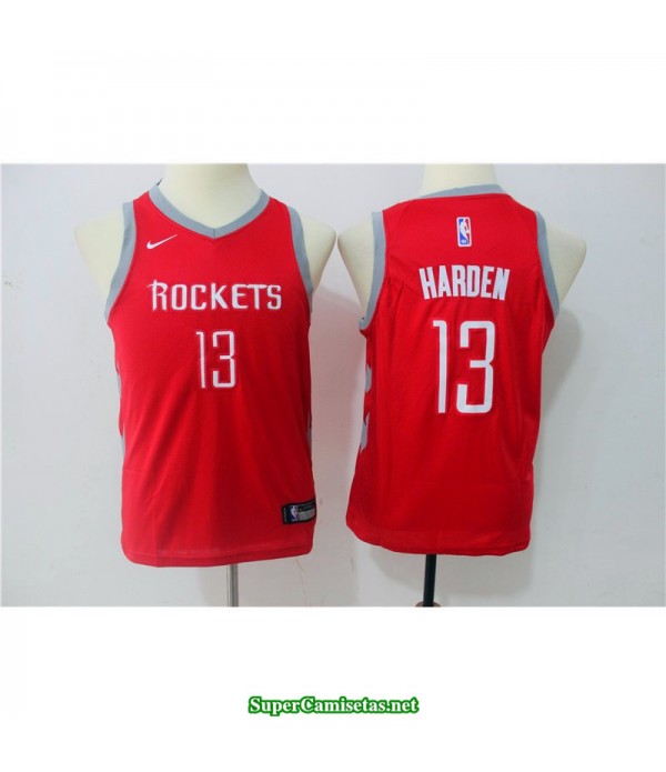 Camiseta NIÑOS Harden 13 Houston Rocket roja 2018
