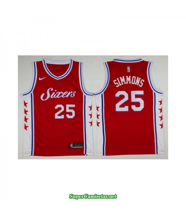 Camiseta 2018 Simmons 25 roja Philadelphia Sixers