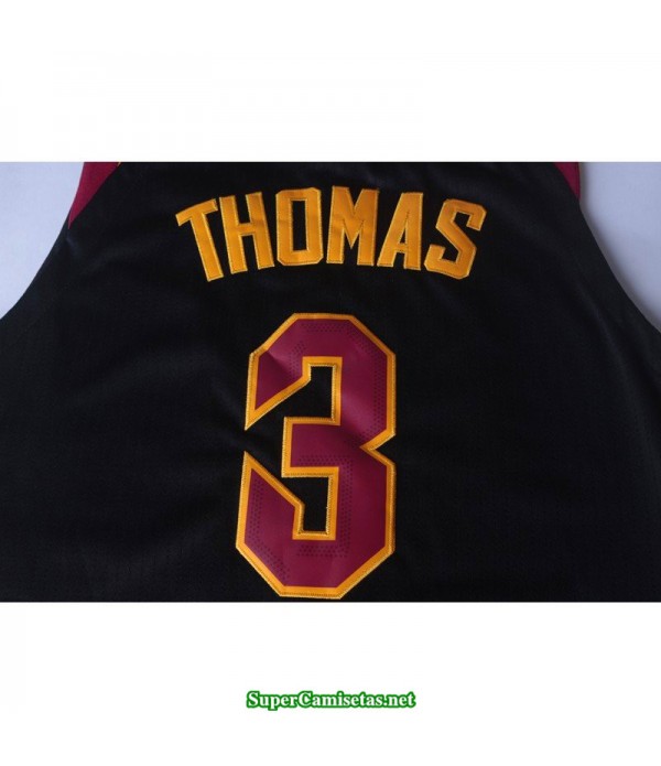 Camiseta 2018 Thomas 3 negra rayas Cleveland Cavaliers