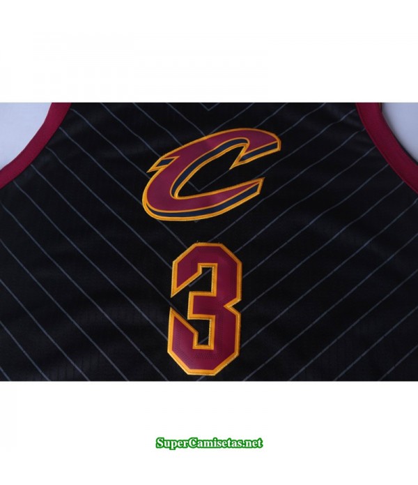 Camiseta 2018 Thomas 3 negra rayas Cleveland Cavaliers