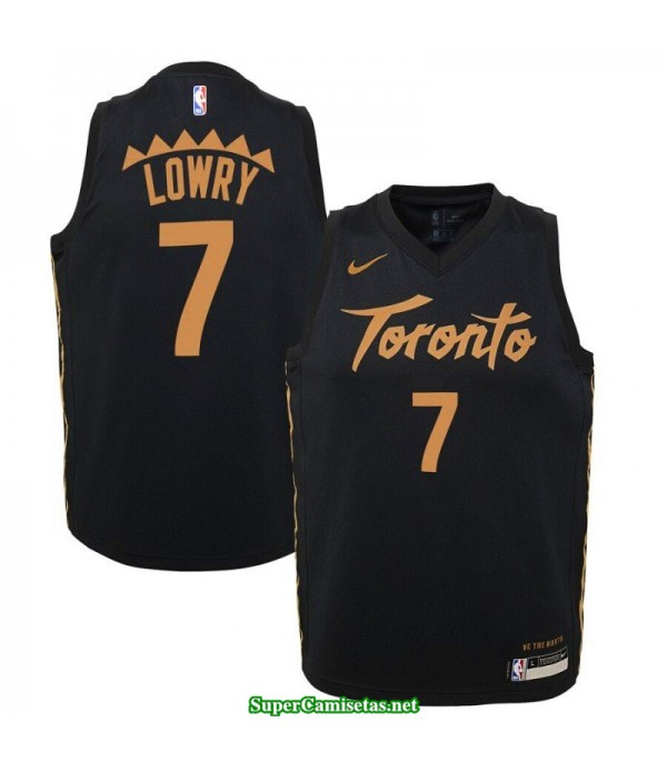 Camiseta 2020 Lowry 7 negra gold Toronto Raptors