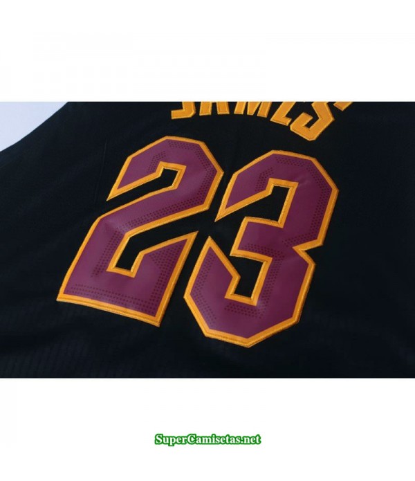 Camiseta 2018 James 23 negra rayas Cleveland Cavaliers
